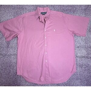 Ralph Lauren Blake Men's L Pink Short Sleeve Button Down Shirt 100% Cotton